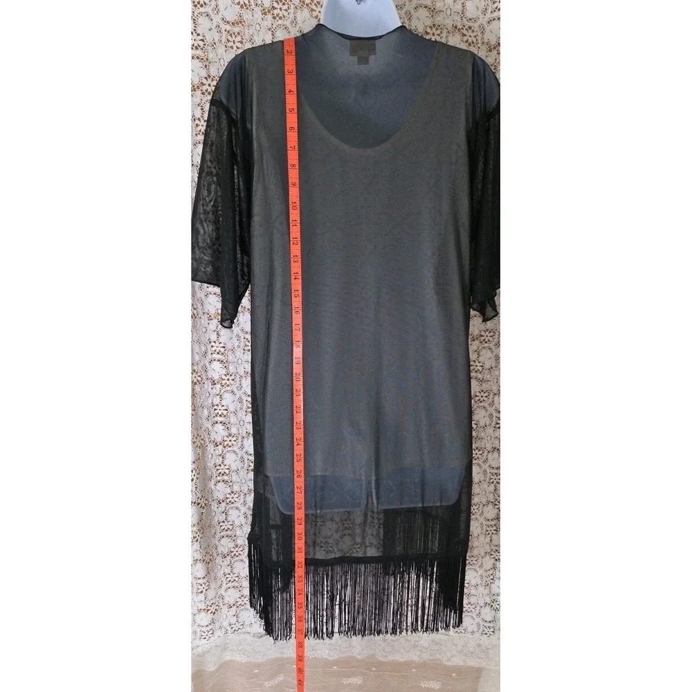 LuLaRoe Cover-up S Black Sheer Mesh with Fringe Fringe Boho Flowy Beach Festival